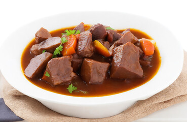 Bœuf bourguignon  food over white background