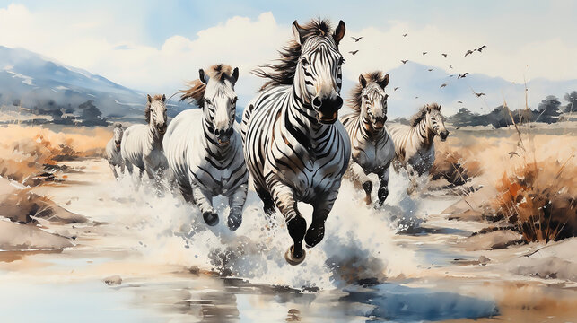 Cebras corriendo libres 