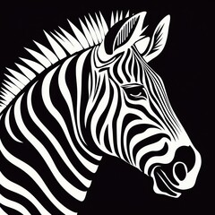 Fototapeta na wymiar a black and white drawing of a zebra