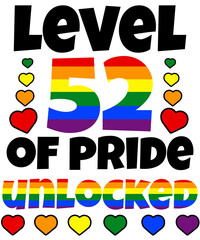 Level 52 of Pride Unlocked Rainbow LGBT 52nd Birthday