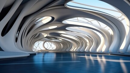 Abstract ceiling of modern architecture, Futuristic building interior architecture.