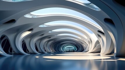 Abstract ceiling of modern architecture, Futuristic building interior architecture.