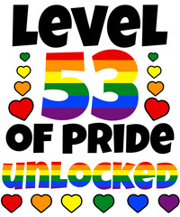 Level 53 of Pride Unlocked Rainbow LGBT 53rd Birthday