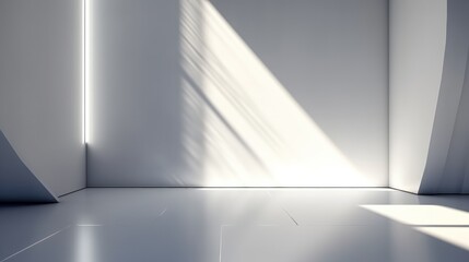 Light gray wall and smooth floor with light.