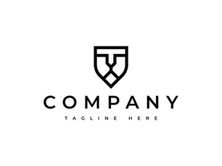 modern and minimalist lion in shield shape logo design © Nay