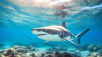 Fototapeta na wymiar a shark swimming in the water