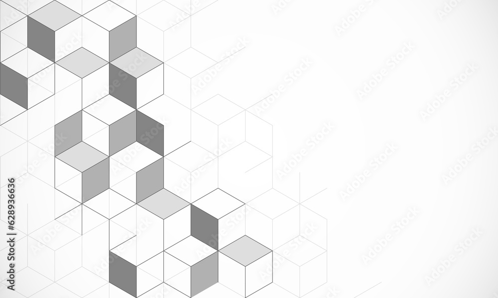 Poster Abstract geometric background with isometric blocks, polygon shape pattern