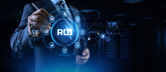 ROI Return on investment financial technology trading business and finance concept.