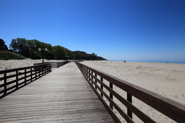 Wide beach in Yantarny, Kaliningrad oblast, russia