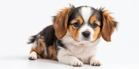 Puppy with white background. Generative AI. 