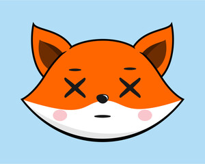 Fox Dizzy X Eye Face Head Kawaii Sticker