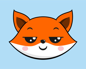Fox Pensive Face Head Kawaii Sticker