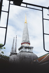 Beautiful Ancient pagoda in Wat Phra Mahathat Woramahawihan at Nakhon Si Thammarat the sounth of Thailand.
