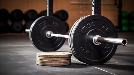 Obraz na płótnie Canvas a barbell and weights on a floor