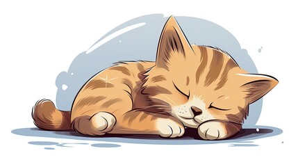 Beautiful cute cat cartoon illustration sleeping, generated by AI