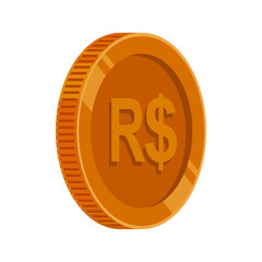 Real Bronze Coin Brazilian Copper Money Vector
