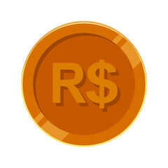 Real Brazilian Coin Bronze BRL Copper Money Vector