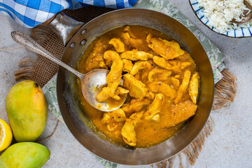 Mango and chicken curry with rice