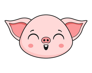 Pig Shout Face Head Kawaii Sticker