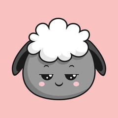 Sheep Pensive Face Cartoon Head Lamb Sticker