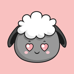 Sheep Heart Eyes Face Cartoon Head Lamb Sticker