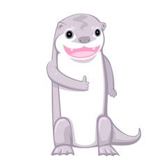 Cute sea otter cartoon character isolated on white background. The animals concept