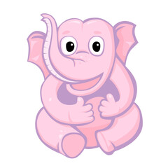 Cute elephant cartoon character isolated on white background. The animals concept