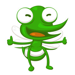 Cute mosquito cartoon character isolated on white background. The animals concept