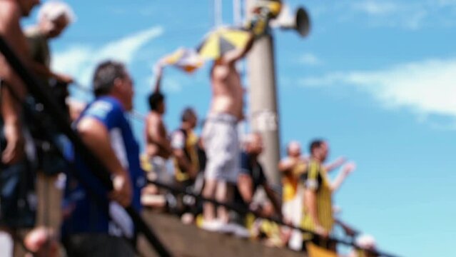 Excited Football Crowd at Match in Argentina, Colorful Barrabrava Scene 4K