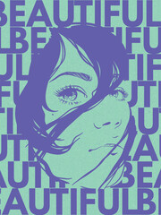 Woman face. Retro vintage fashion portrait. 50s, 60s pop art poster