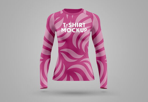 Long Sleeve Compression T-Shirt Mockup Women - Front View