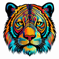 Obraz premium Portrait of a tiger in pop art style. Template for t-shirt and sticker.