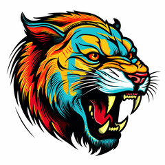 Portrait of a tiger in pop art style. Template for t-shirt and sticker.