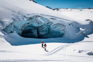 Breathtaking winter scene featuring adventurers in Italy's Val Senales, South Tyrol