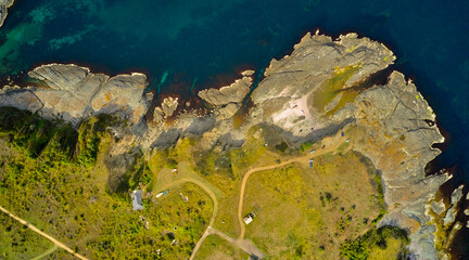Southern coast of the Black Sea in Bulgaria from above. Drone photo. Top view of the sea and beaches