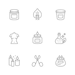 Set line icons of candle