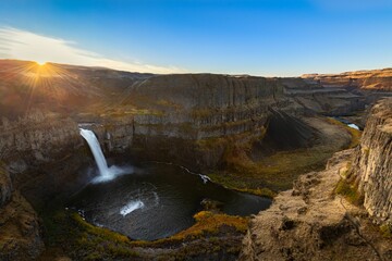 Breathtaking view of Palouse Falls at sunset. Washington State, United States.