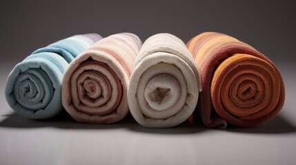 Rolled and prepared towels for guest use.