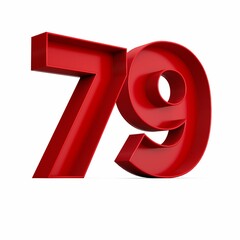 Illustration of a red number seventy-nine isolated on a white background