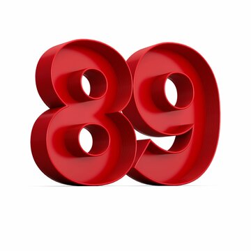 Illustration of a red number eighty-nine isolated on a white background
