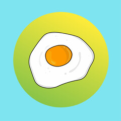 fried egg on blue background