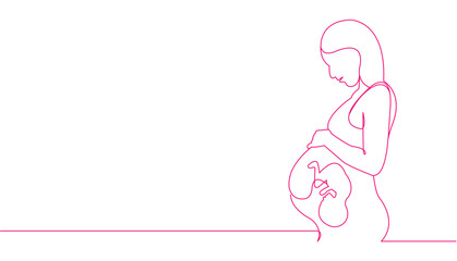 pregnant women line art illustration one line style vector eps 10