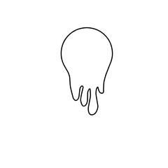 Outline Circle of melted paint. Black paint dripping