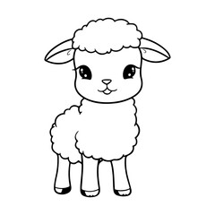 sheep cute cartoon line for drawing