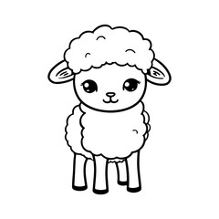 sheep cute cartoon line for drawing