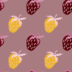 Cute strawberries seamless pattern. Doodle strawberry endless background. Hand drawn fruits wallpaper