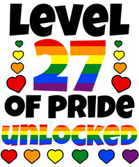 Level 27 of Pride Unlocked Rainbow LGBT 27th Birthday