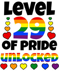 Level 29 of Pride Unlocked Rainbow LGBT 29th Birthday