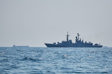 warships on a combat mission. Warship on the transition.