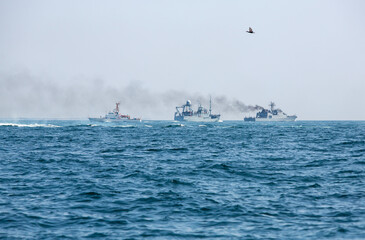 warships on a combat mission. Warship on the transition.